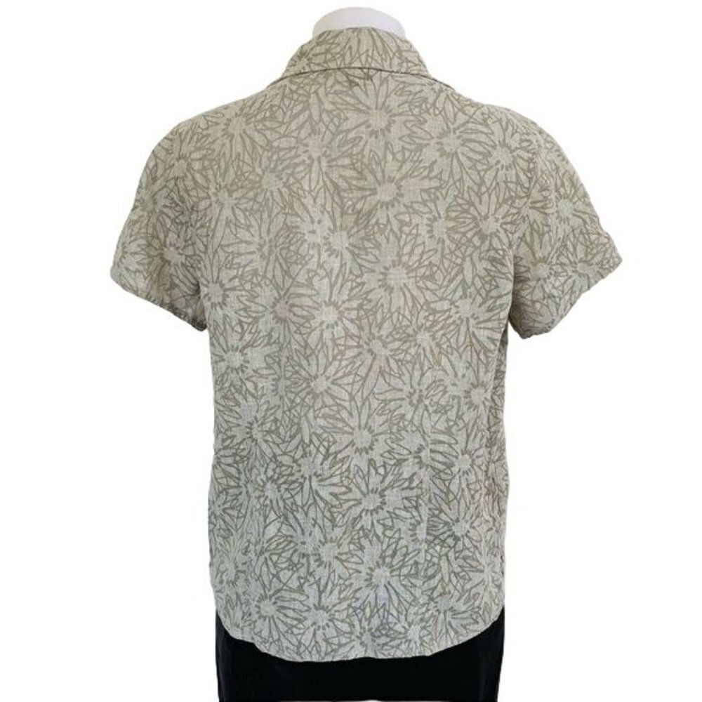 Woolrich Floral Linen Button Down Blouse Shirt Size M - Picture 12 of 12
